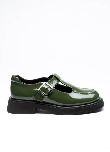 Lackleder Spangenschuh in moosgrün